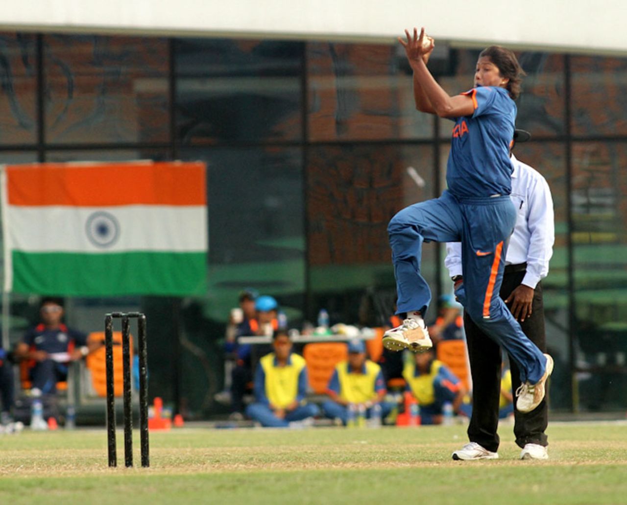Jhulan Goswami prepares to send down a delivery, India v Pakistan, ACC Women's T20 Asia Cup, Guangzhou, October 28, 2012