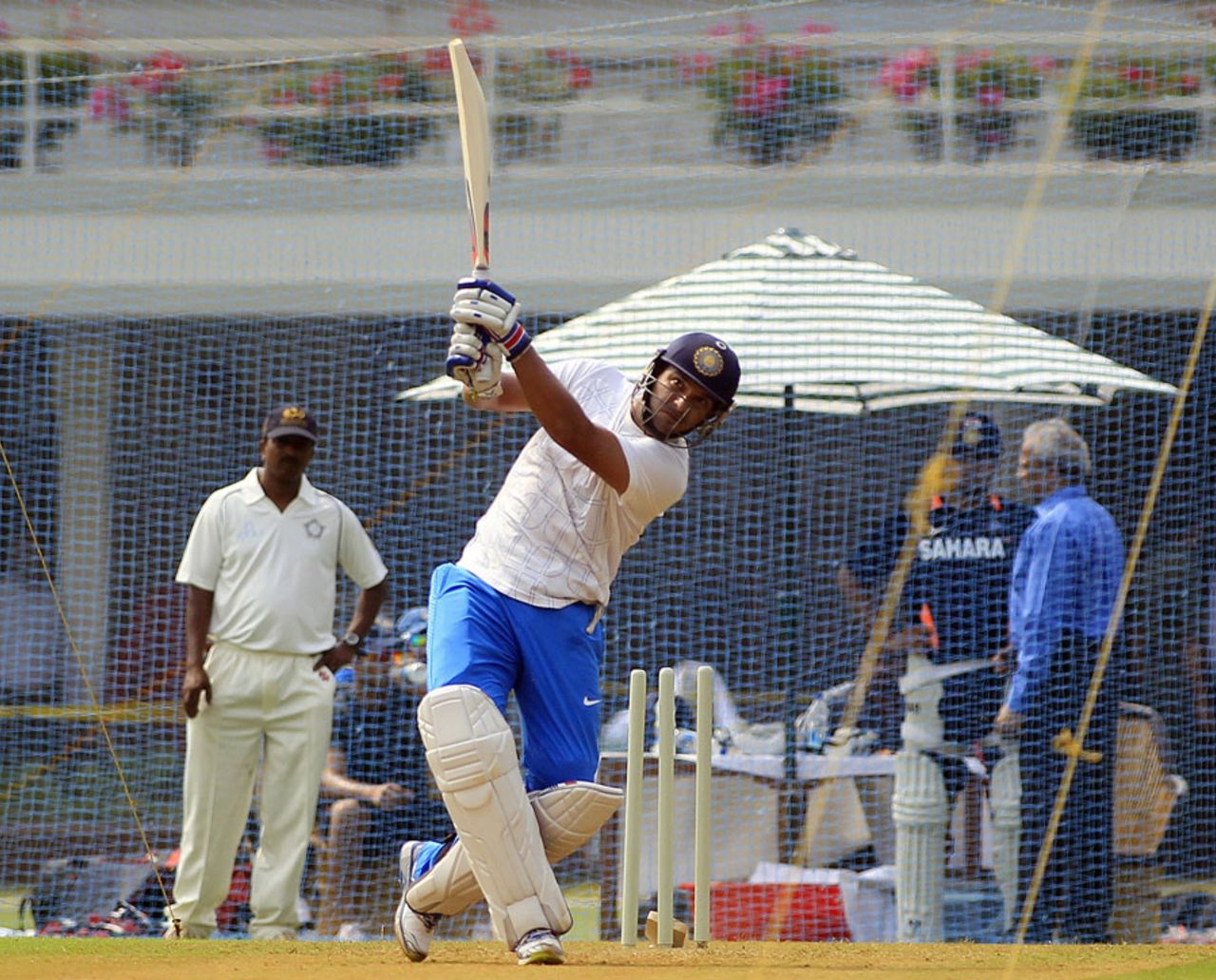 Yuvraj Singh bats in a training session, Mumbai, October 29, 2012