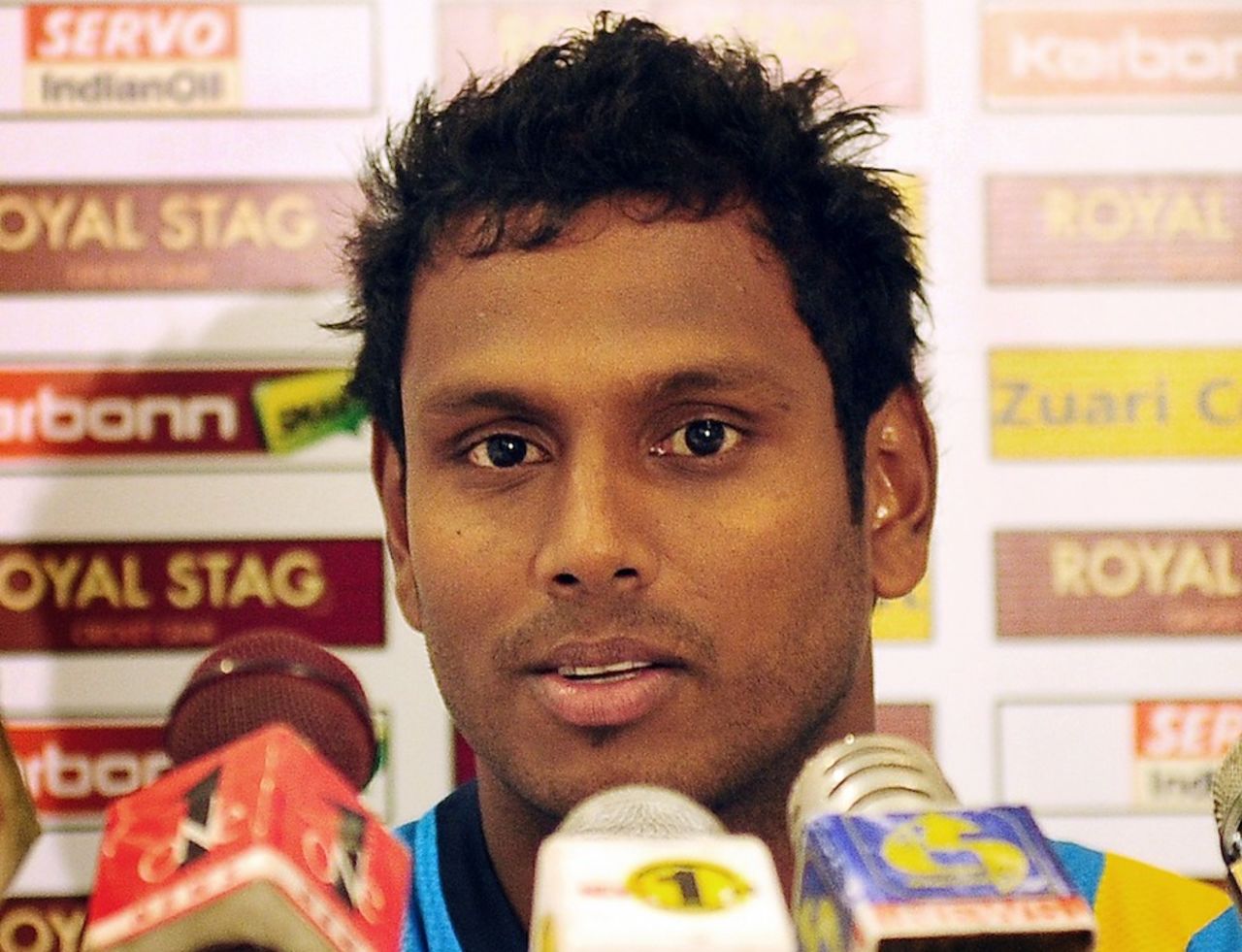 Angelo Mathews at a press conference, Pallekele, October 29, 2012