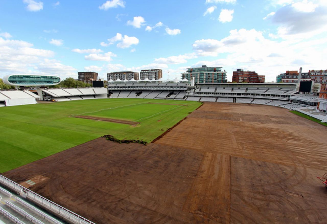 The Lord's outfield undergoing a project to relay the turf, Lord's, October 30, 2012