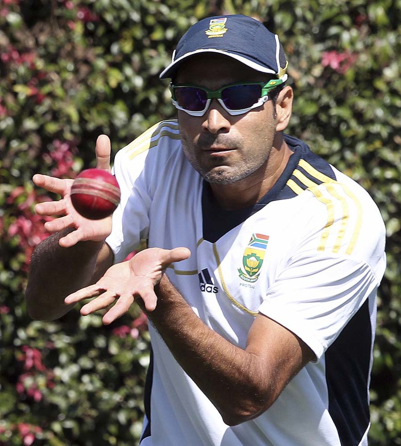 Imran Tahir catches the ball at practice, Sydney, October 31, 2012