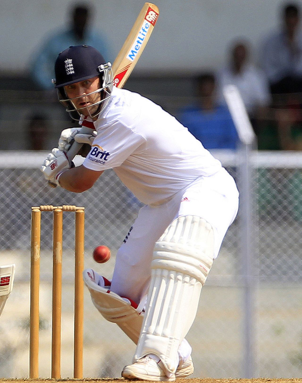 Jonathan Trott keeps his eyes on the ball, India A v England XI, tour match, Mumbai, 2nd day, October 31, 2012