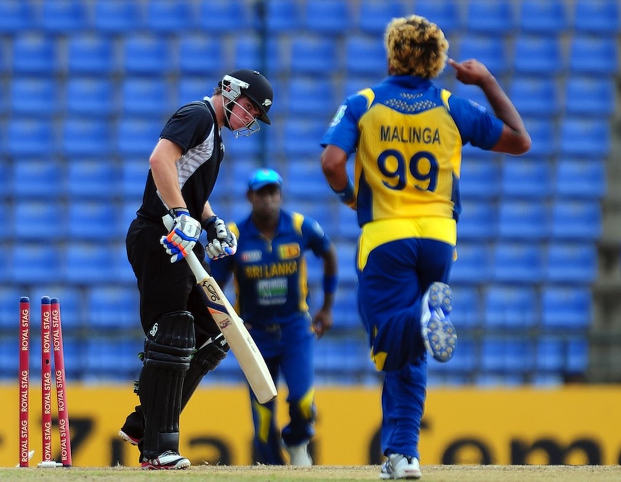 Tom Latham was bowled by Lasith Malinga for 2 off 18 balls, Sri Lanka v New Zealand, 2nd ODI, Pallekele, November 4, 2012