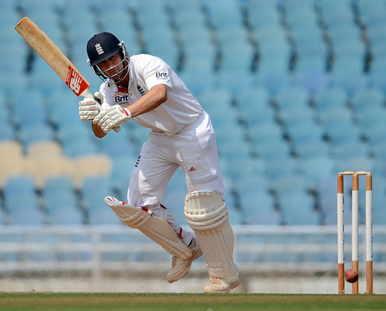 Jonathan Trott plays towards the leg side, Mumbai A v England XI, tour match, Mumbai, 3rd day, November 5, 2012