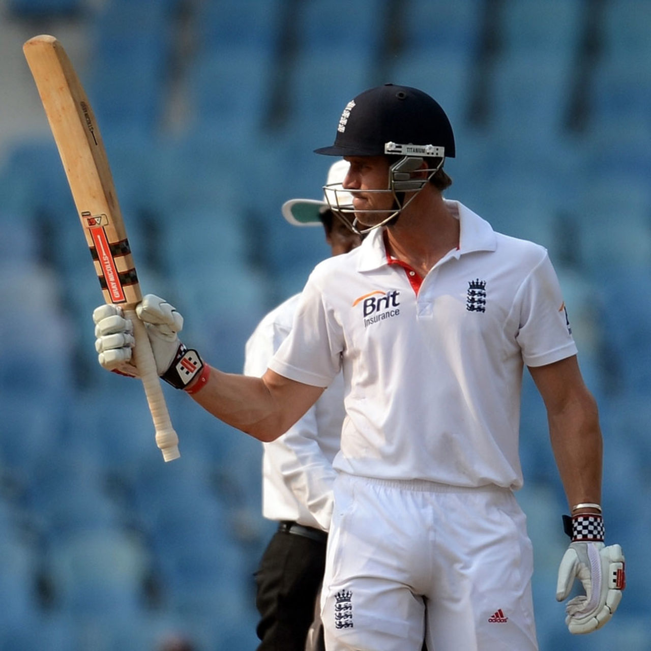 Nick Compton acknowledges reaching his fifty, Mumbai A v England XI, tour match, Mumbai, 3rd day, November 5, 2012