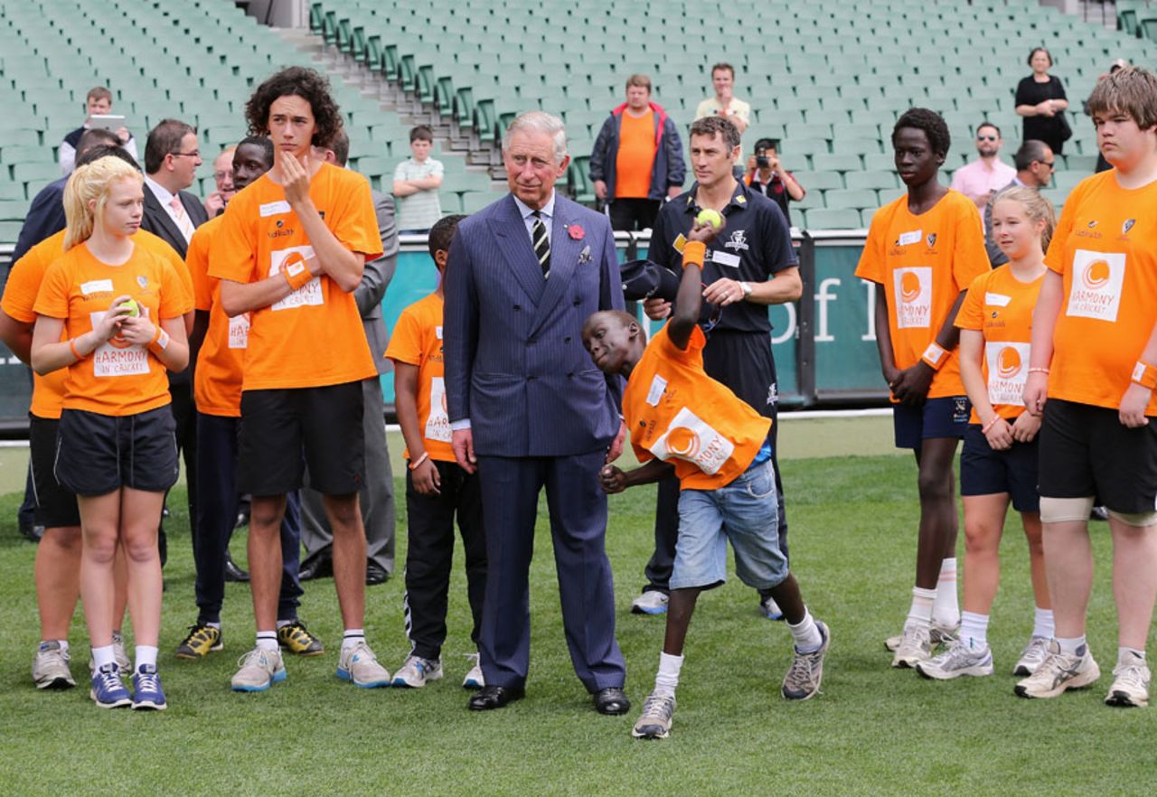 Prince Charles watches children play at the MCG, Melbourne, November 6, 2012