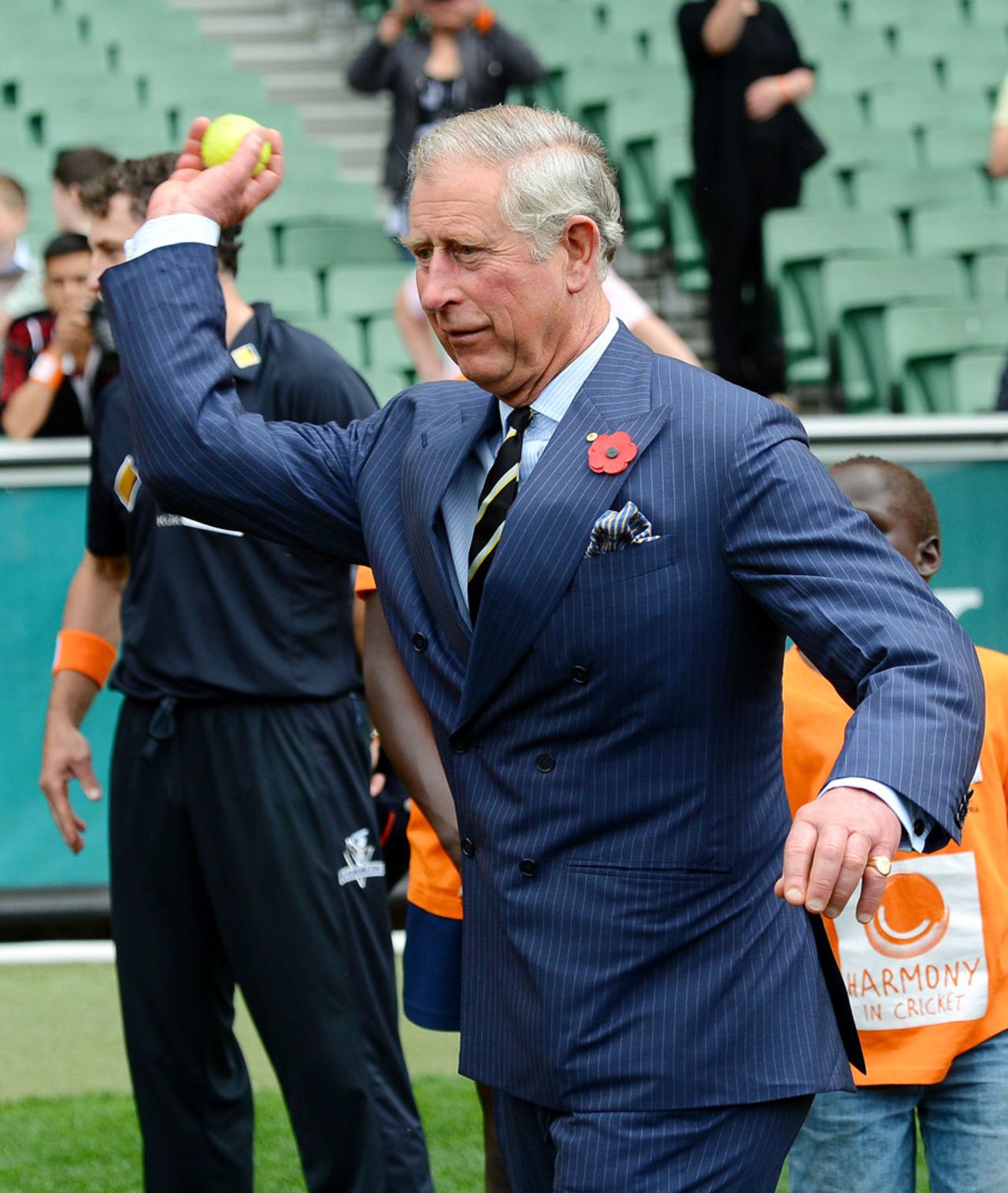 Prince Charles has a bowl at the MCG, Melbourne, November 6, 2012