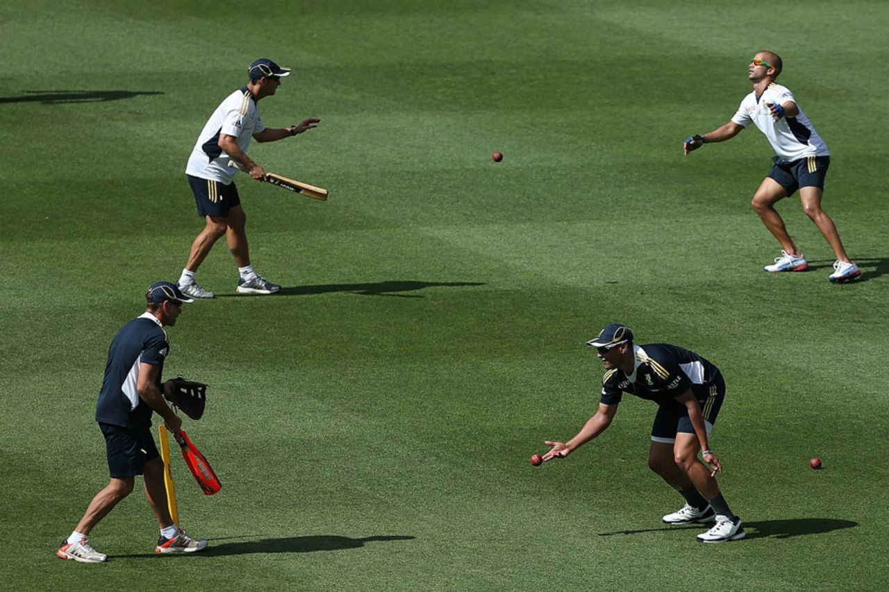 South Africa undergo a fielding drill, Brisbane, November 6, 2012