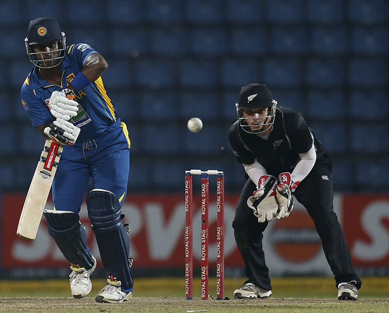 Angelo Mathews plays towards the on side, Sri Lanka v New Zealand, 3rd ODI, Pallekele, November 6, 2012