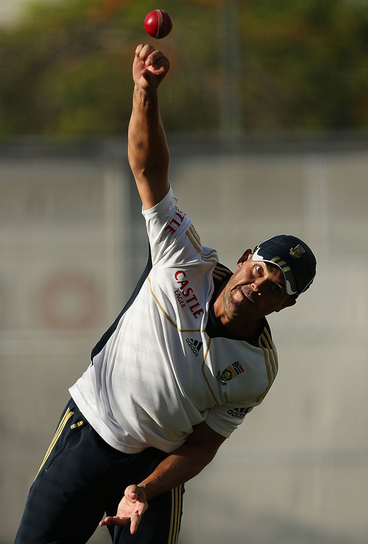 Jacques Rudolph bowls at a practice session, Brisbane, November 7, 2012