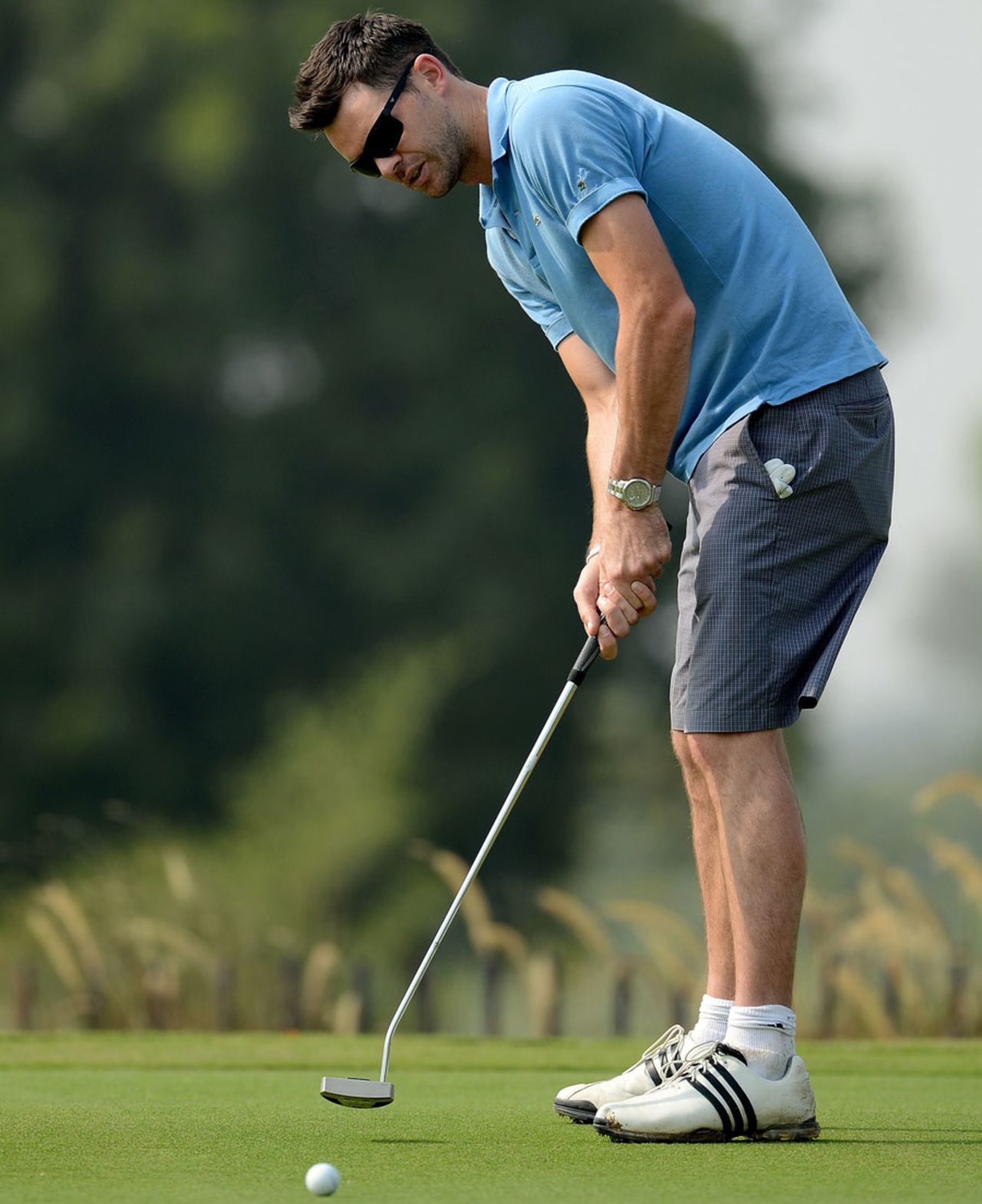 James Anderson on the golf course before England's final tour match, which he could be rested for, Ahmedabad, November, 7, 2012