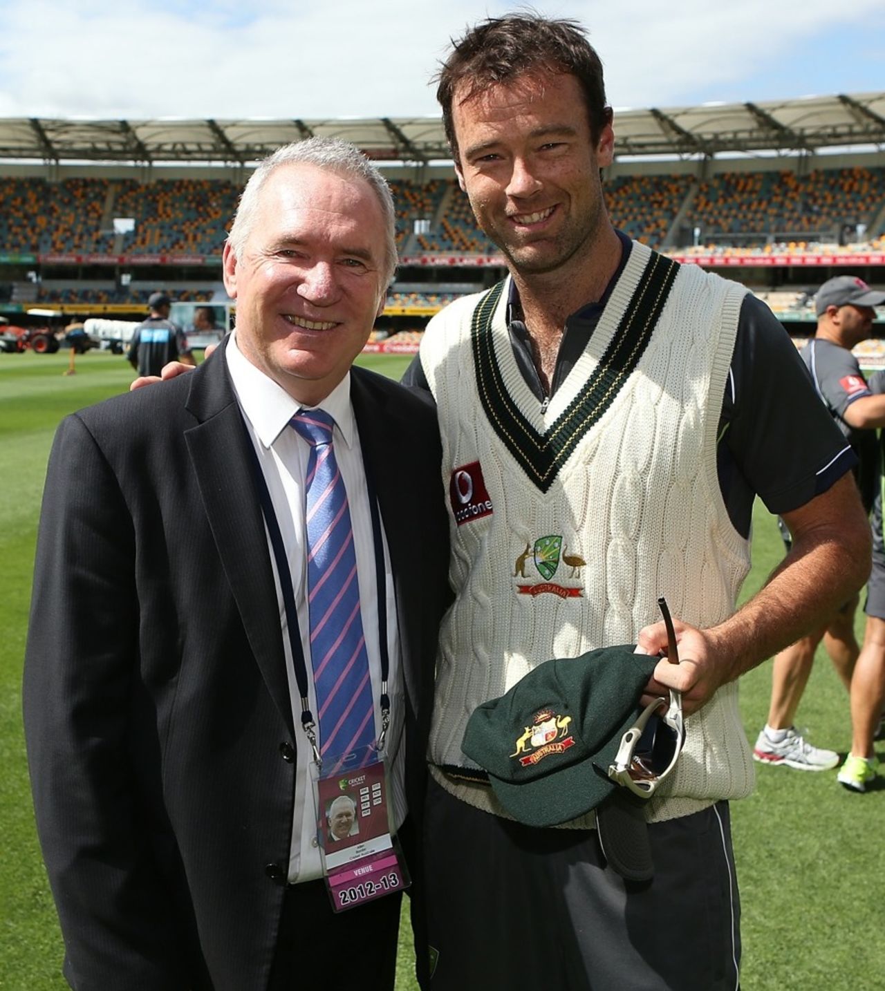 Allan Border presented Rob Quiney with his baggy green cap, Australia v South Africa, first Test, Brisbane, November 9, 2012