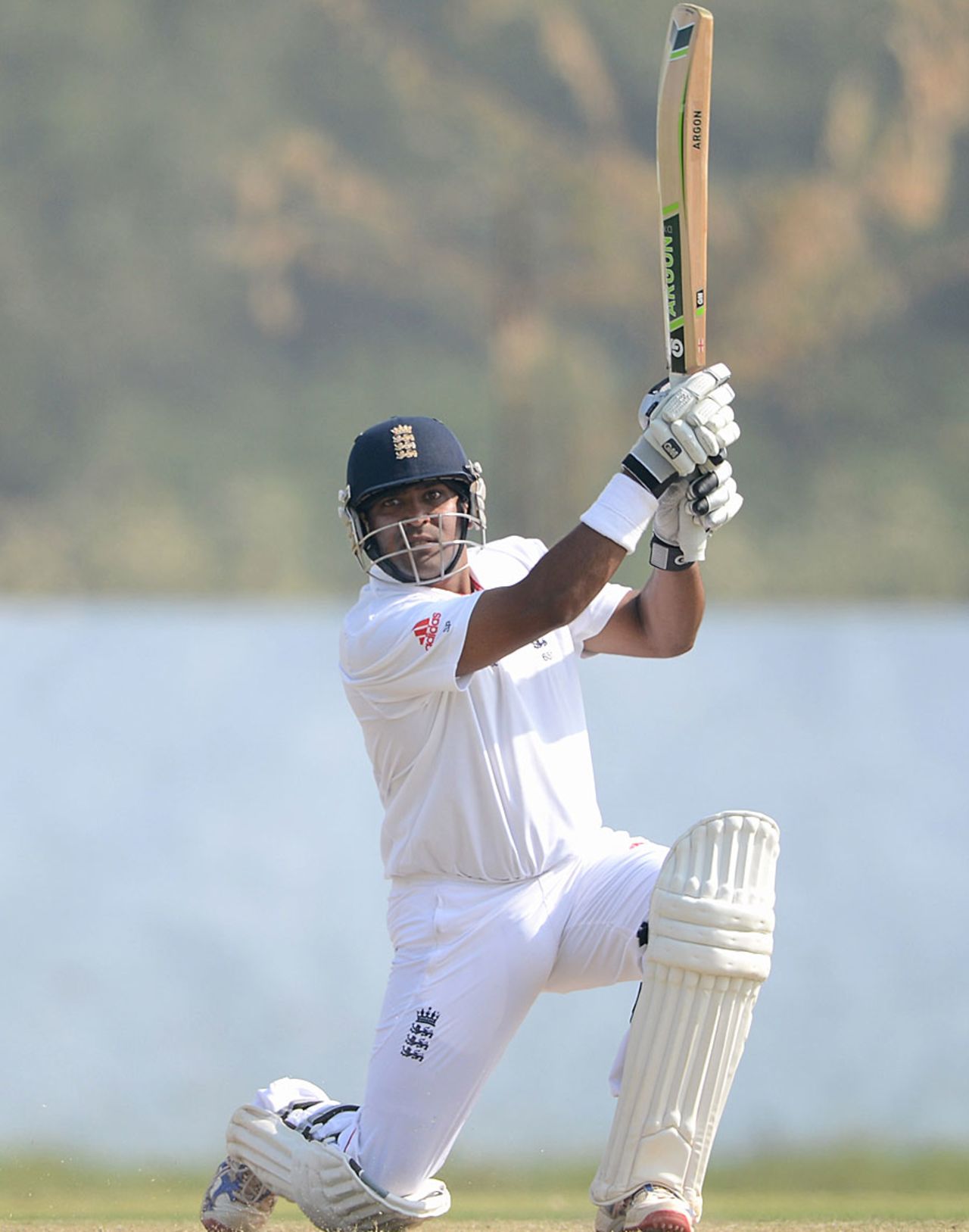 Samit Patel plays a square drive, Haryana v England XI, tour match, Ahmedabad, 2nd day, November 9, 2012