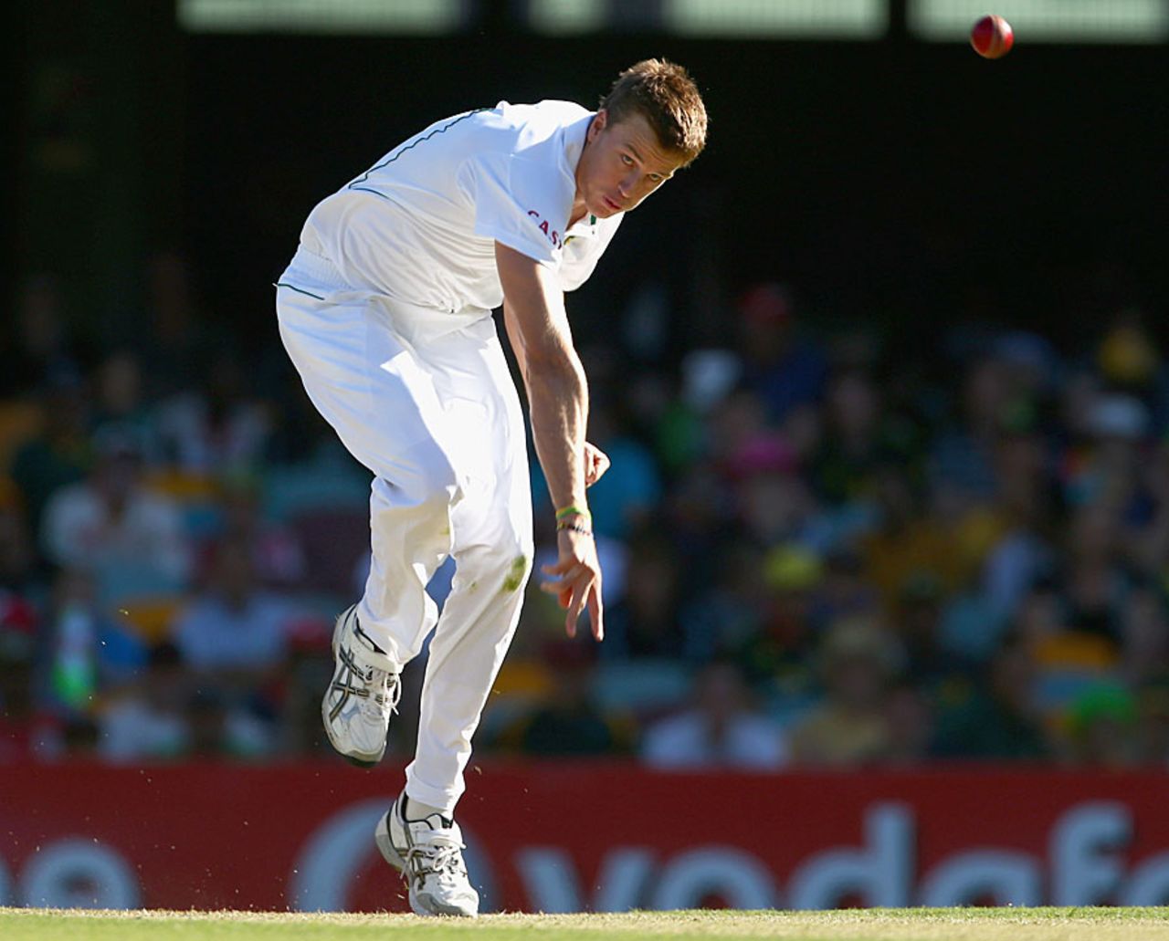 Morne Morkel sends down a delivery, Australia v South Africa, 1st Test, 3rd day, Brisbane, November 11, 2012