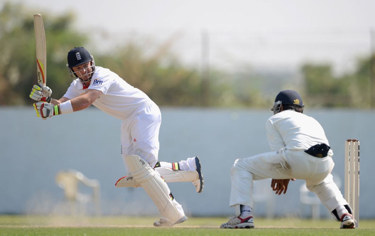 Ian Bell hit seven fours in his 48, Haryana v England XI, Ahmedabad, 4th day, November 11, 2012