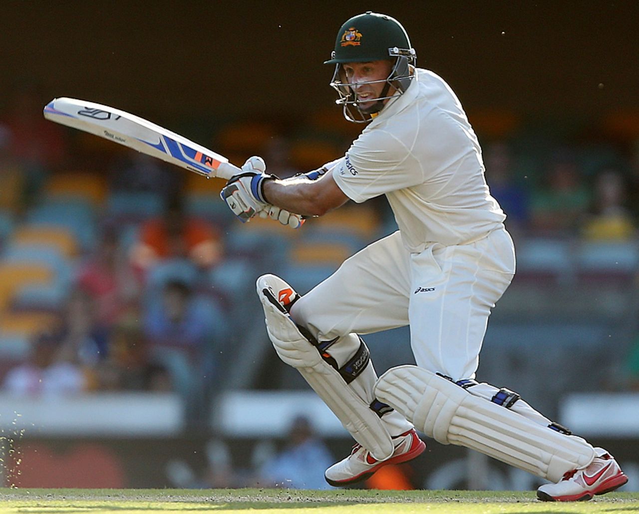 Michael Hussey cuts, Australia v South Africa, 1st Test, 4th day, Brisbane, November 12, 2012