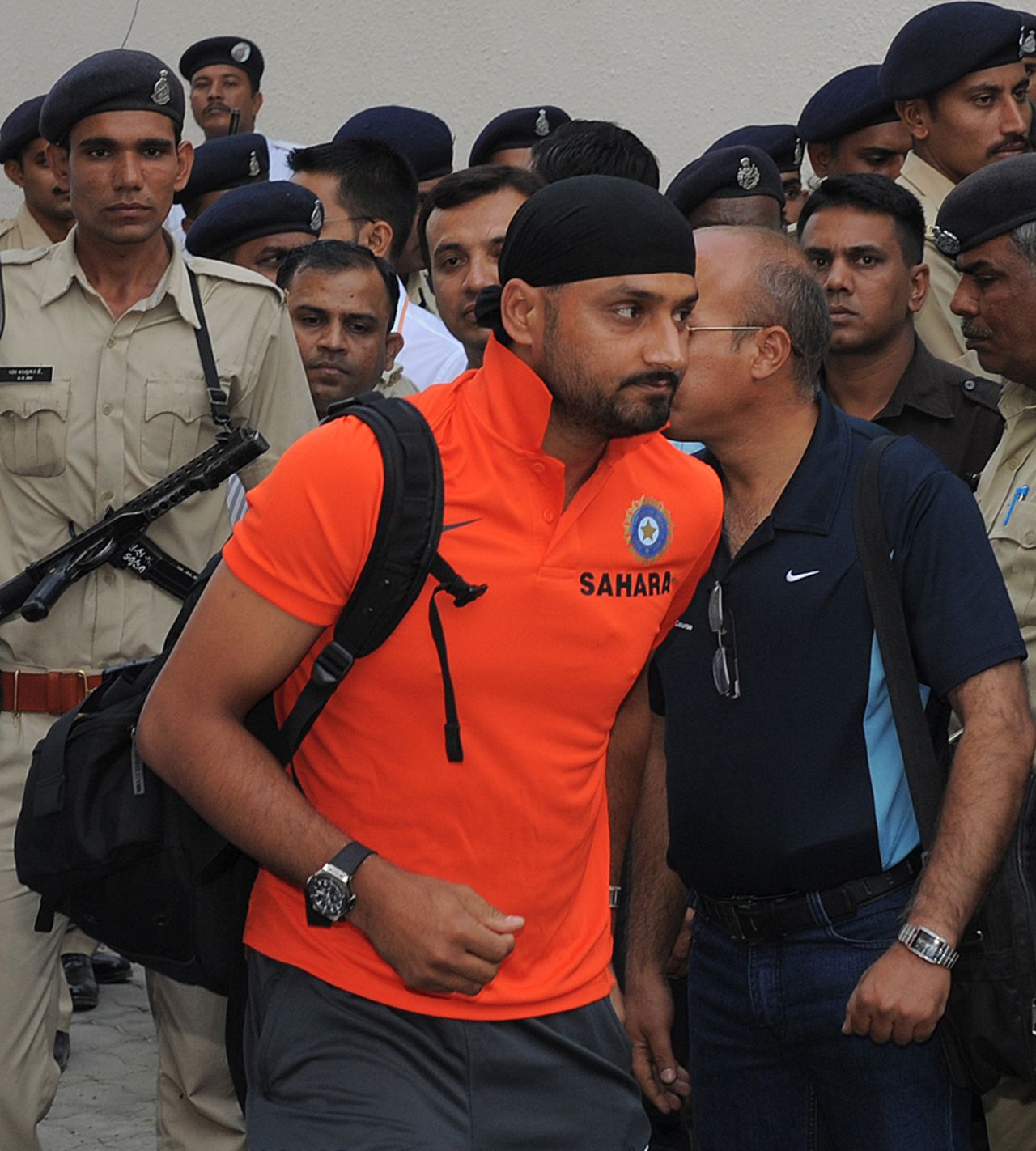Harbhajan Singh arrives in a hotel, Ahmedabad, November 12, 2012
