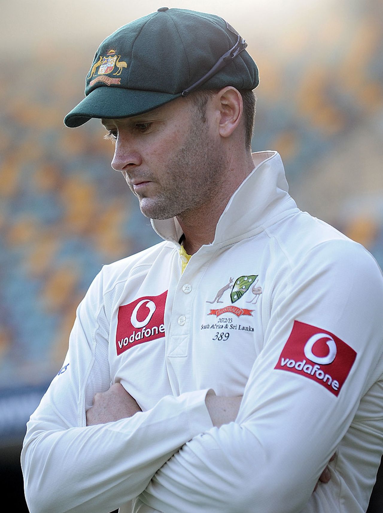 Michael Clarke reflects at the draw, Australia v South Africa, 1st Test, Brisbane, 5th day, November 13, 2012