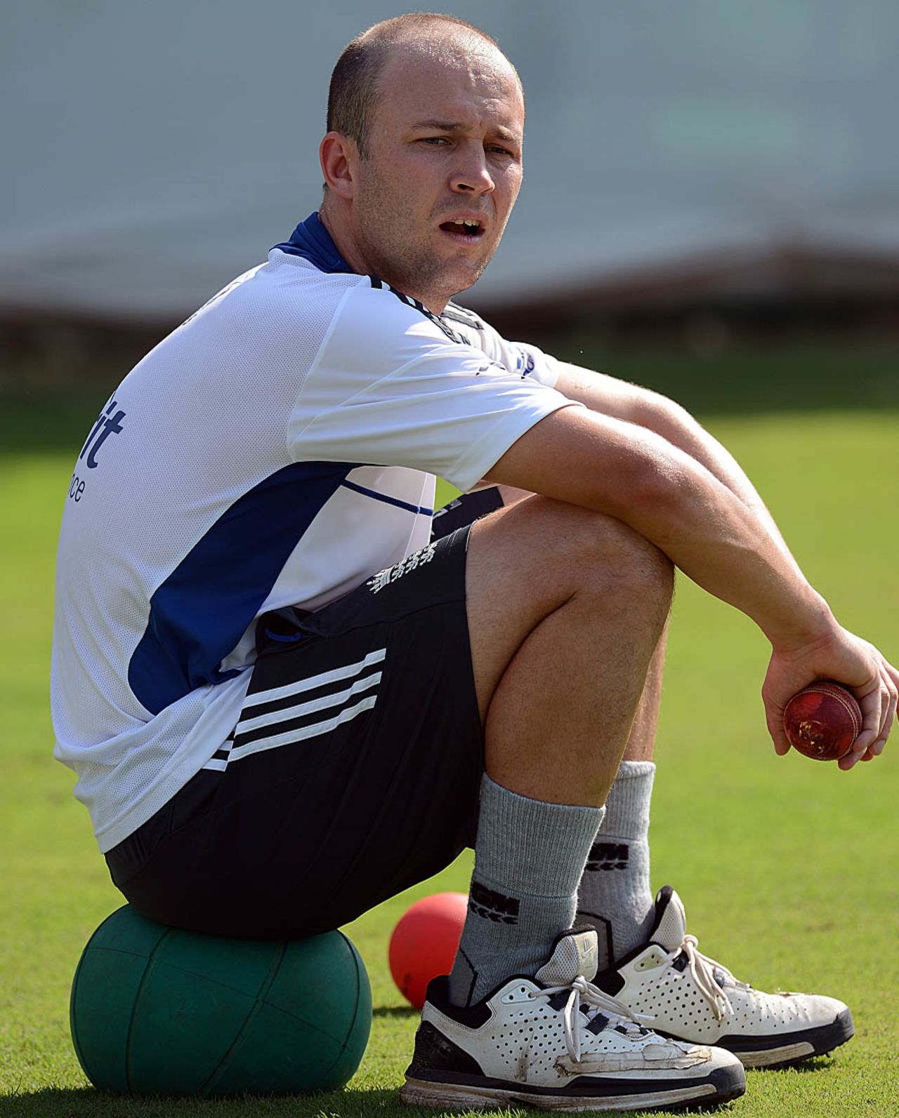 Jonathan Trott sits during a practice session, Ahmedabad, November 13, 2012