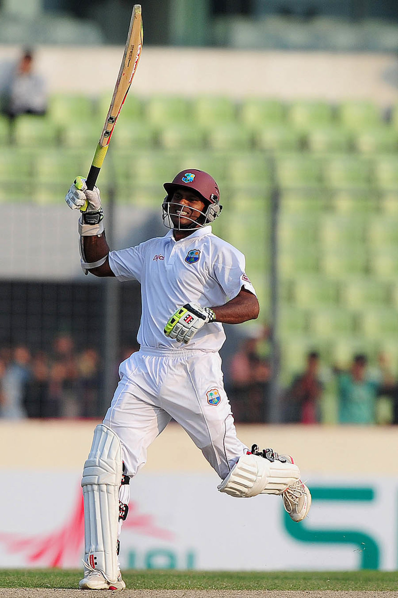 Shivnarine Chanderpaul celebrates his century, Bangladesh v West Indies, 1st Test, 1st day, Mirpur, November 13, 2012