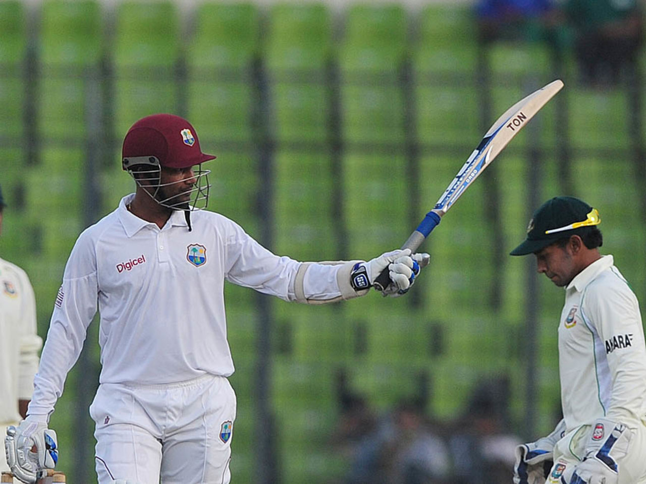 Denesh Ramdin celebrates a half-century, Bangladesh v West Indies, 1st Test, 1st day, Mirpur, November 13, 2012