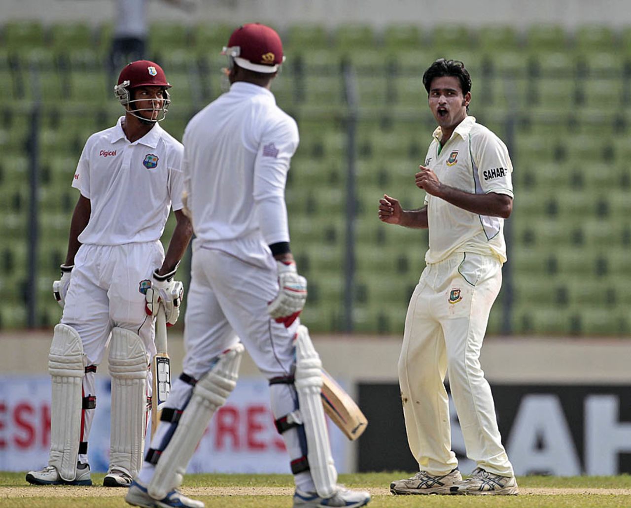 Shahadat Hossain celebrates Kieran Powell's dismissal, Bangladesh v West Indies, 1st Test, Mirpur, 1st day, November 13, 2012