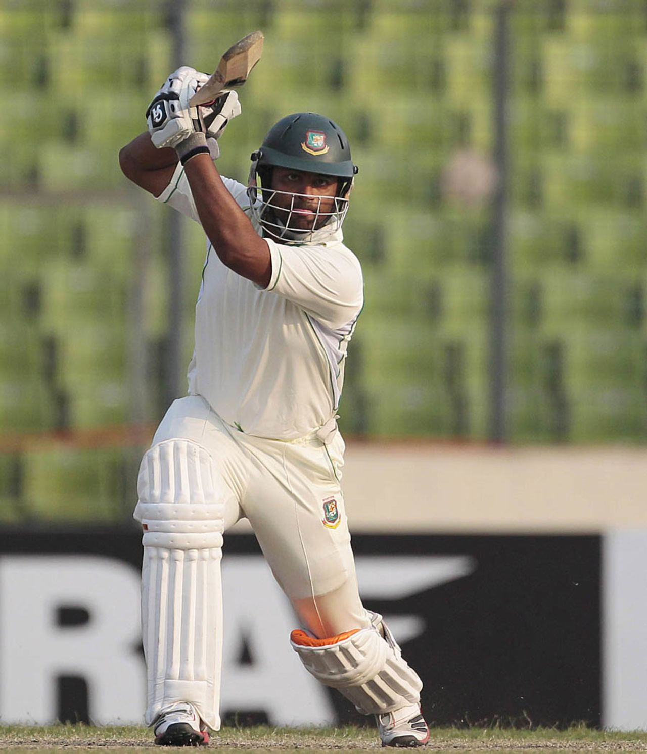 Tamim Iqbal plays an off drive, Bangladesh v West Indies, 1st Test, Mirpur, 2nd day, November 14, 2012