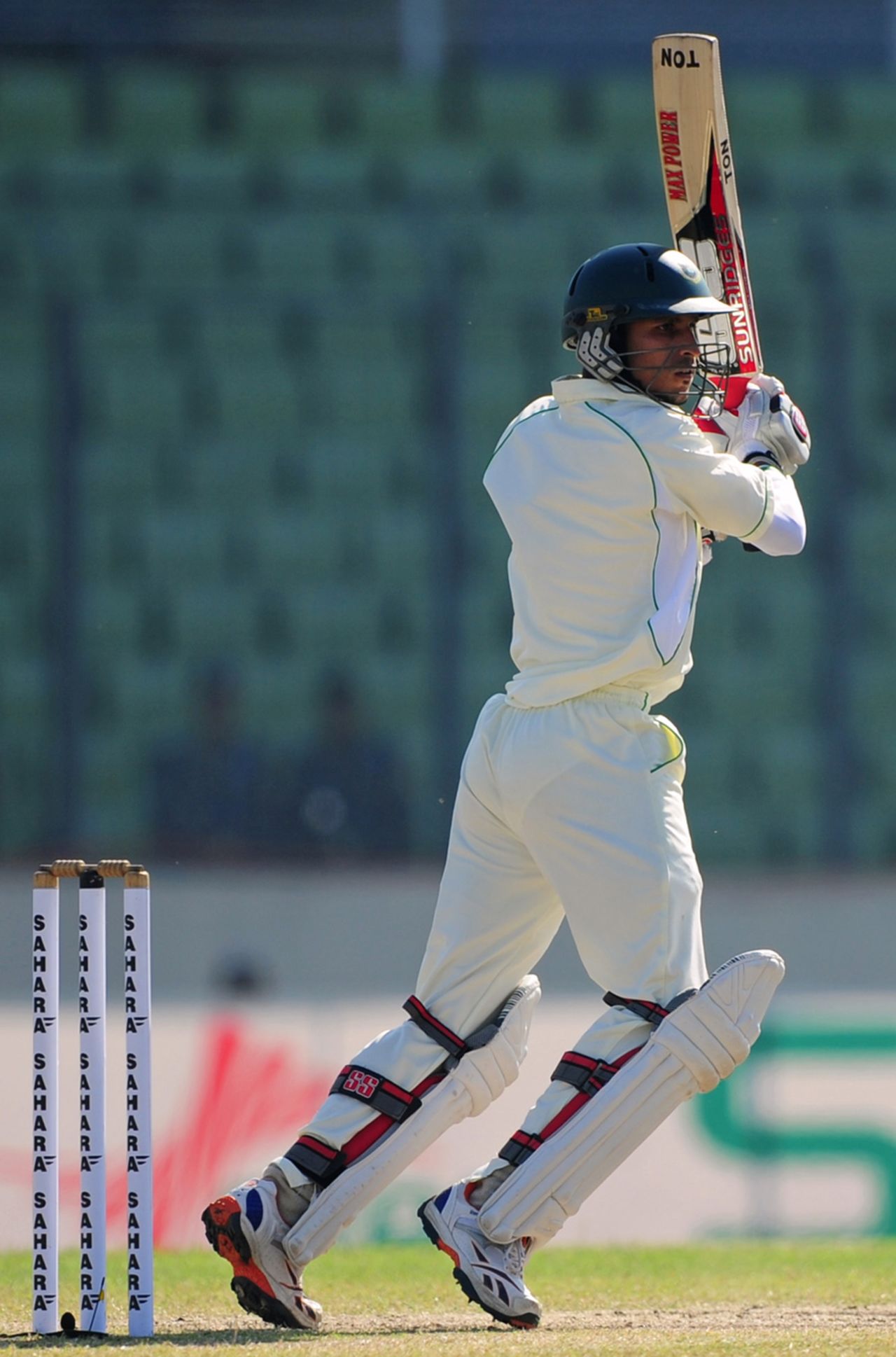 Nasir Hossain hits on the off side, Bangladesh v West Indies, 1st Test, Mirpur, 4th day, November 16, 2012