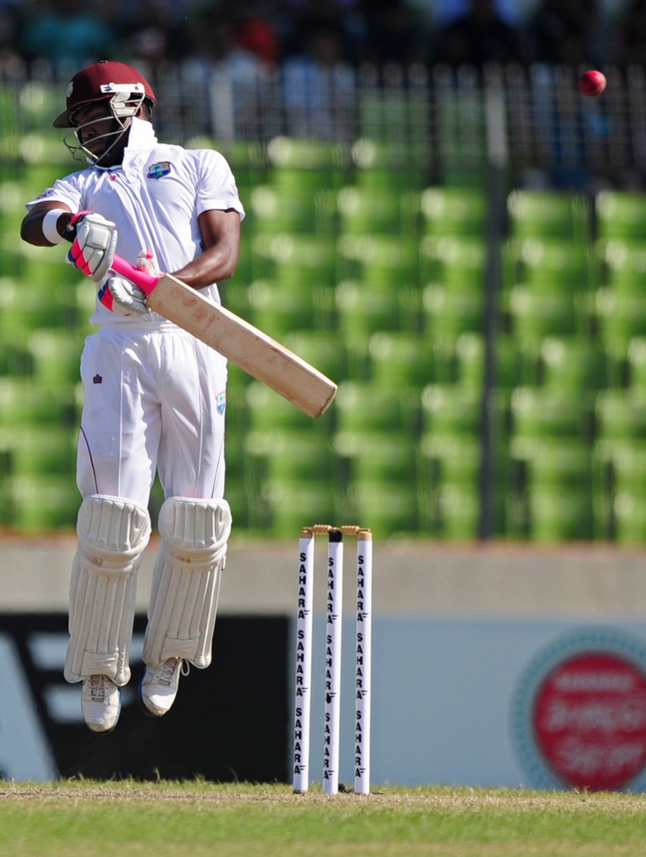 Darren Bravo avoids a bouncer, Bangladesh v West Indies, 1st Test, Mirpur, 4th day, November 16, 2012