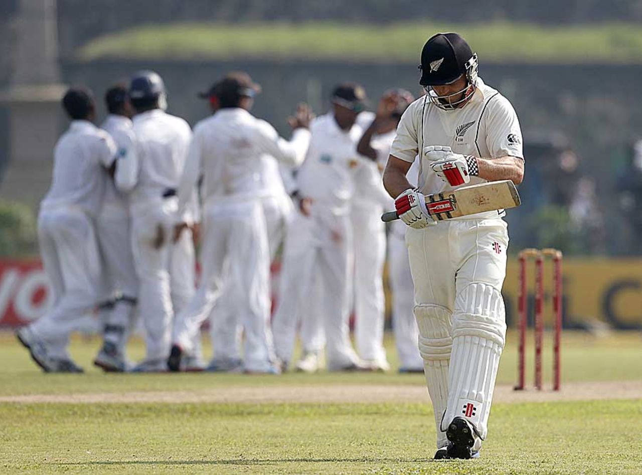 Daniel Flynn was livid after being dismissed at the stroke of tea, Sri Lanka v New Zealand, 1st Test, Galle, 1st day, November 17, 2012