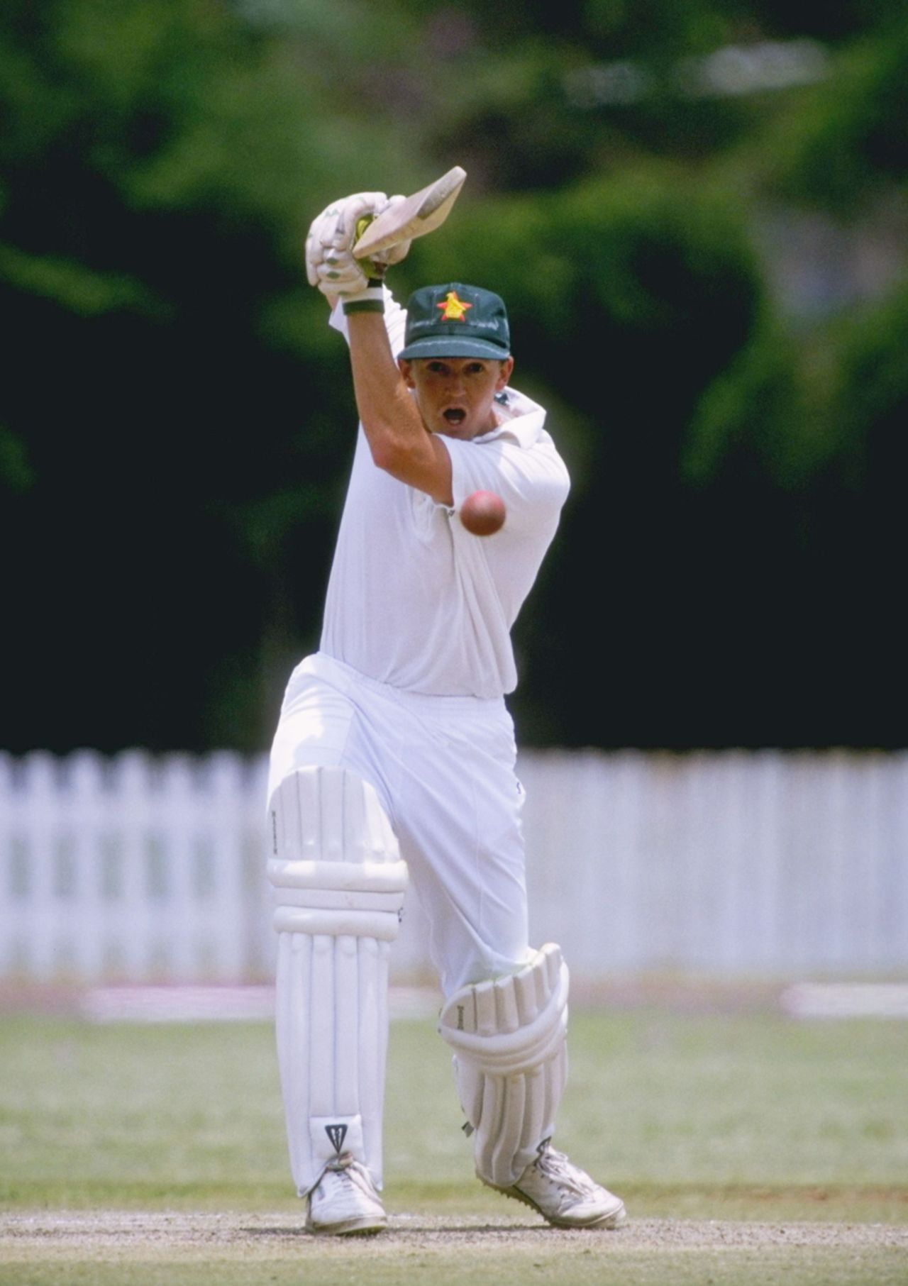 Andy Flower drives on his way to 81, Zimbabwe v New Zealand, 1st Test, Bulawayo, 4th day, November 4, 1992