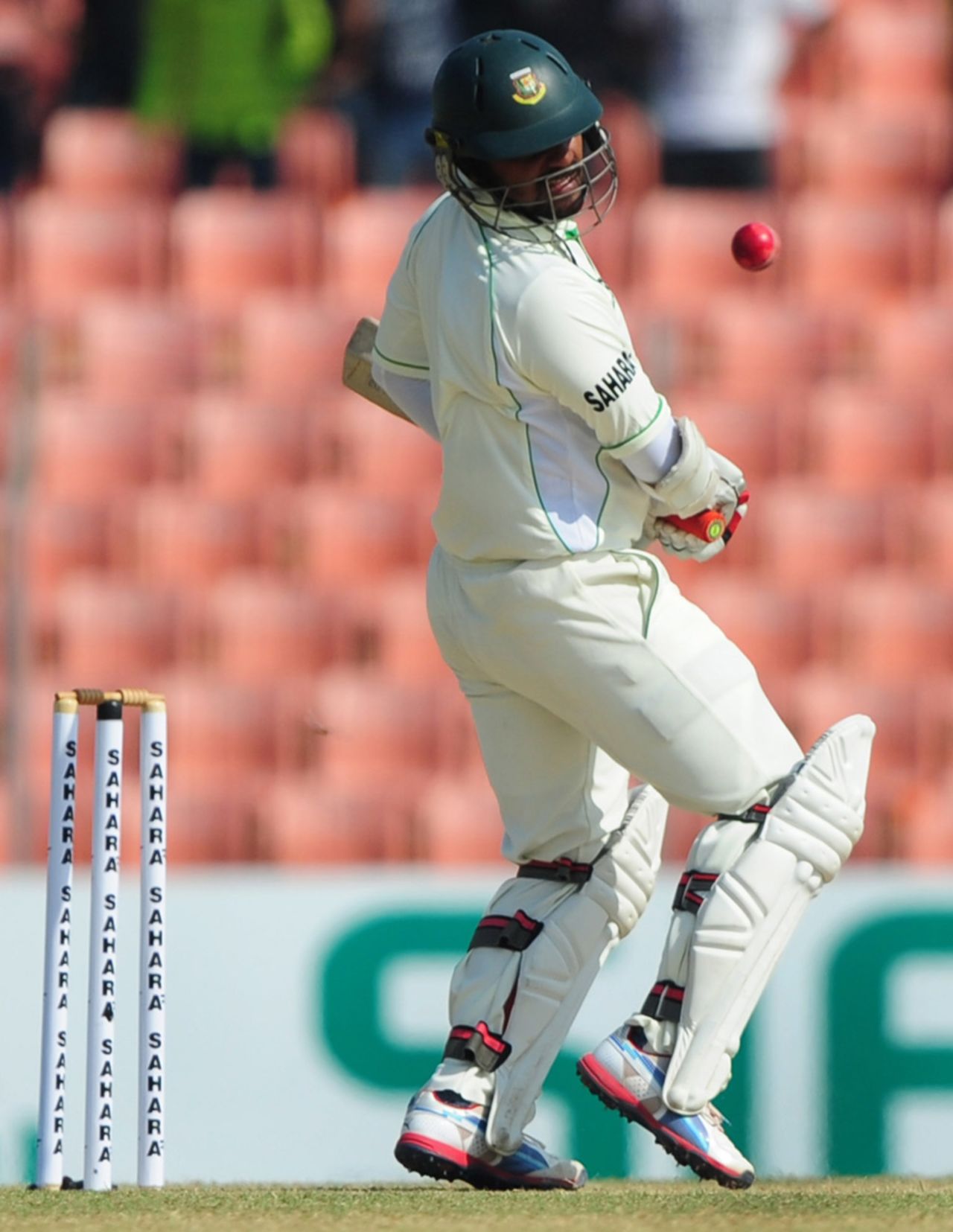 Shahriar Nafees was tested by the short ball, Bangladesh v West Indies, 2nd Test, Khulna, 1st day, November 21, 2012