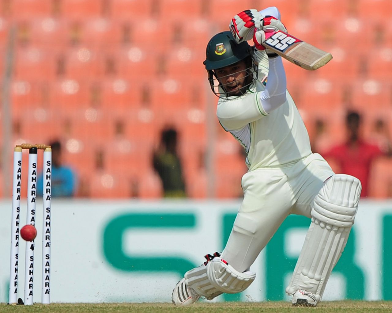 Mushfiqur Rahim drives, Bangladesh v West Indies, 2nd Test, Khulna, 1st day, November 21, 2012