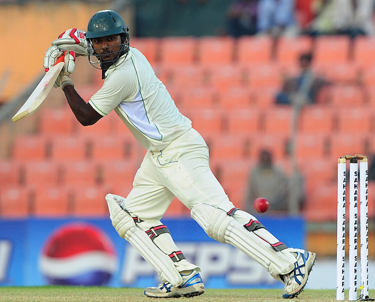 Abul Hasan guides a ball through the off side, Bangladesh v West Indies, 2nd Test, Khulna, 1st day, November 21, 2012