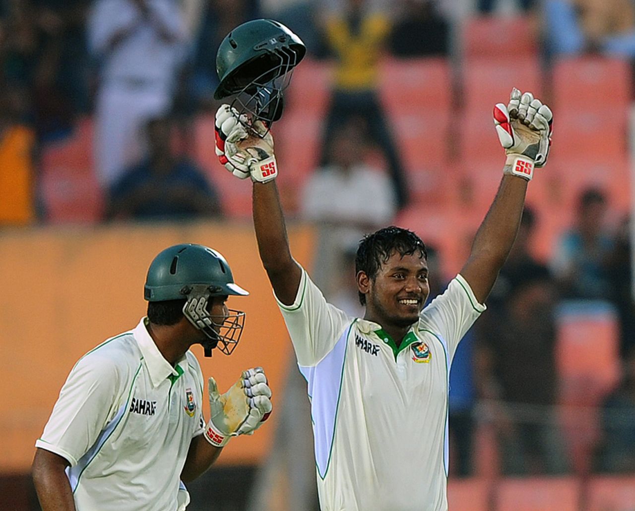 Abul Hasan is ecstatic after his century, Bangladesh v West Indies, 2nd Test, Khulna, 1st day, November 21, 2012 