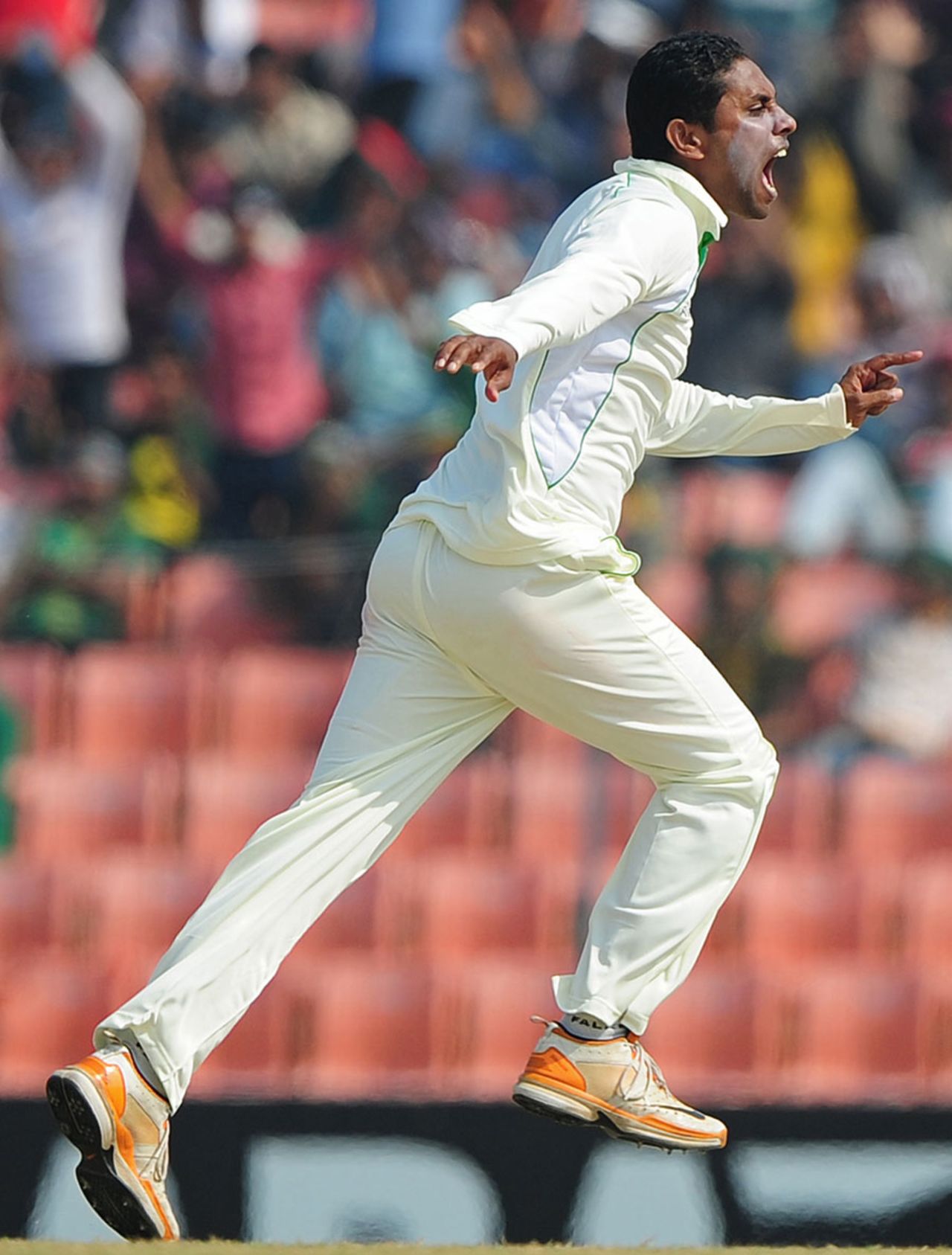 Sohag Gazi is ecstatic after dismissing Chris Gayle, Bangladesh v West Indies, 2nd Test, Khulna, 2nd day, November 22, 2012