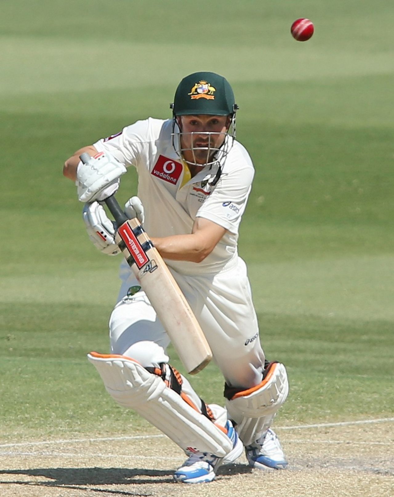Ed Cowan pushes through the off side, Australia v South Africa, 2nd Test, Adelaide, 3rd day, November 24, 2012