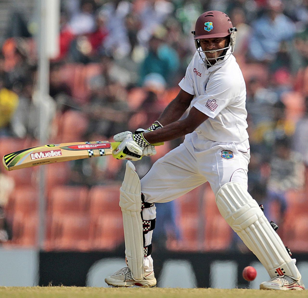 Shivnarine Chanderpaul plays the cut shot, Bangladesh v West Indies, 2nd Test, Khulna, 4th day, November 24, 2012