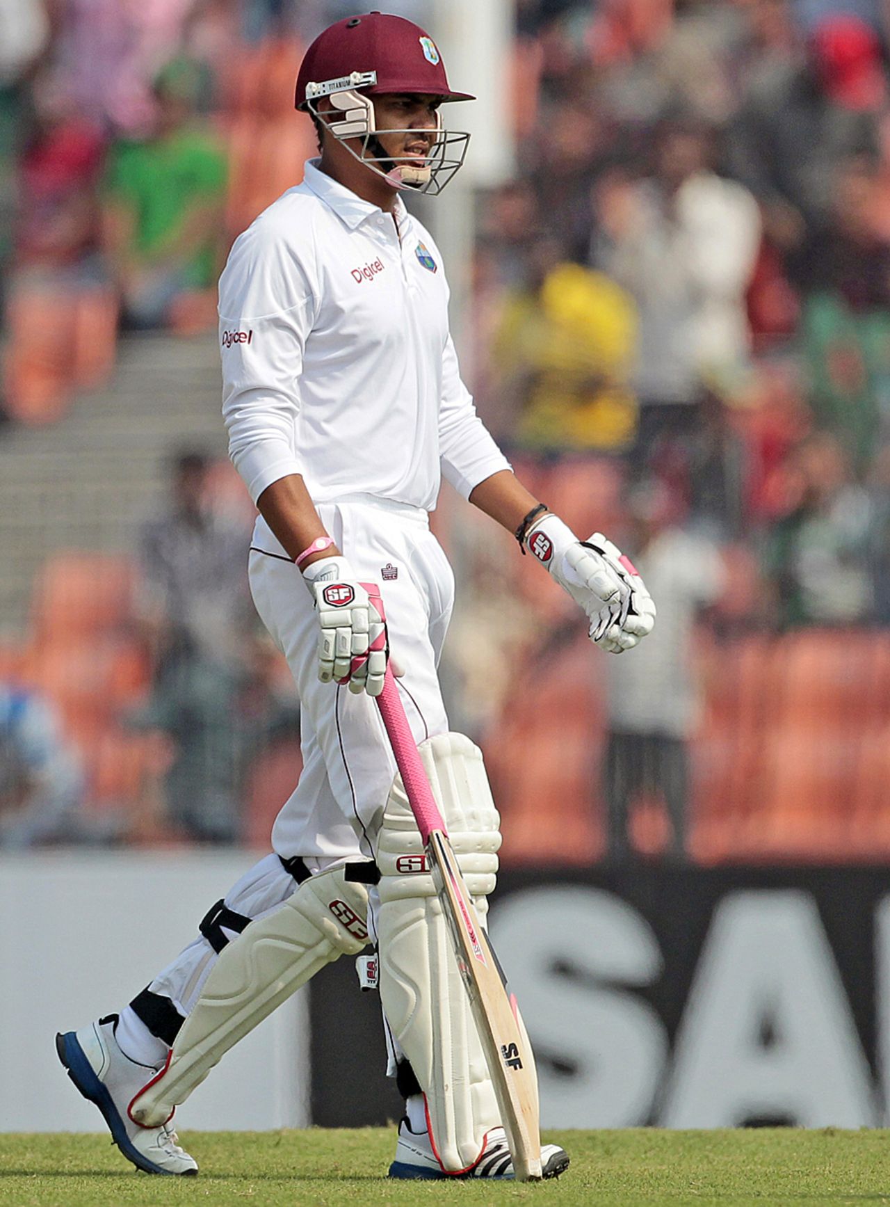 Sunil Narine walks back after being dismissed, Bangladesh v West Indies, 2nd Test, Khulna, 4th day, November 24, 2012