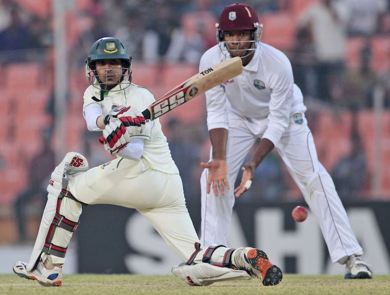 Nasir Hossain sweeps behind square, Bangladesh v West Indies, 2nd Test, Khulna, 4th day, November 24, 2012