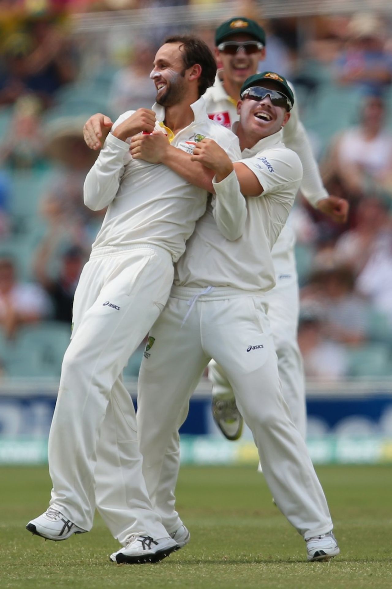 Nathan Lyon celebrates Hashim Amla's wicket, Australia v South Africa, 2nd Test, Adelaide, 4th day, November 25, 2012