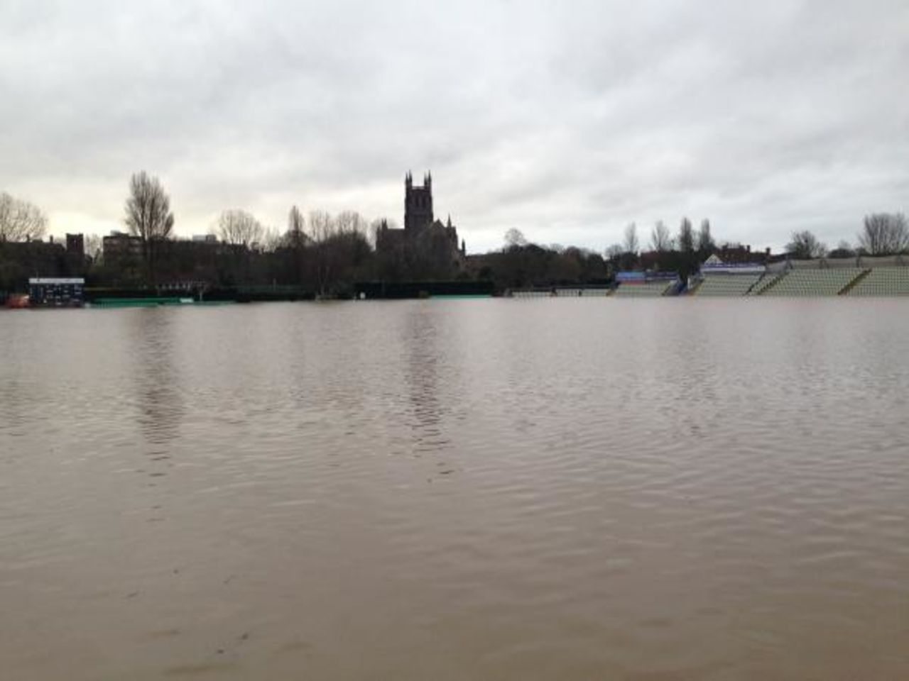 Worcestershire's New Road ground is under water again as much of the UK suffers floods after heavy rain, New Road, November 27, 2012
