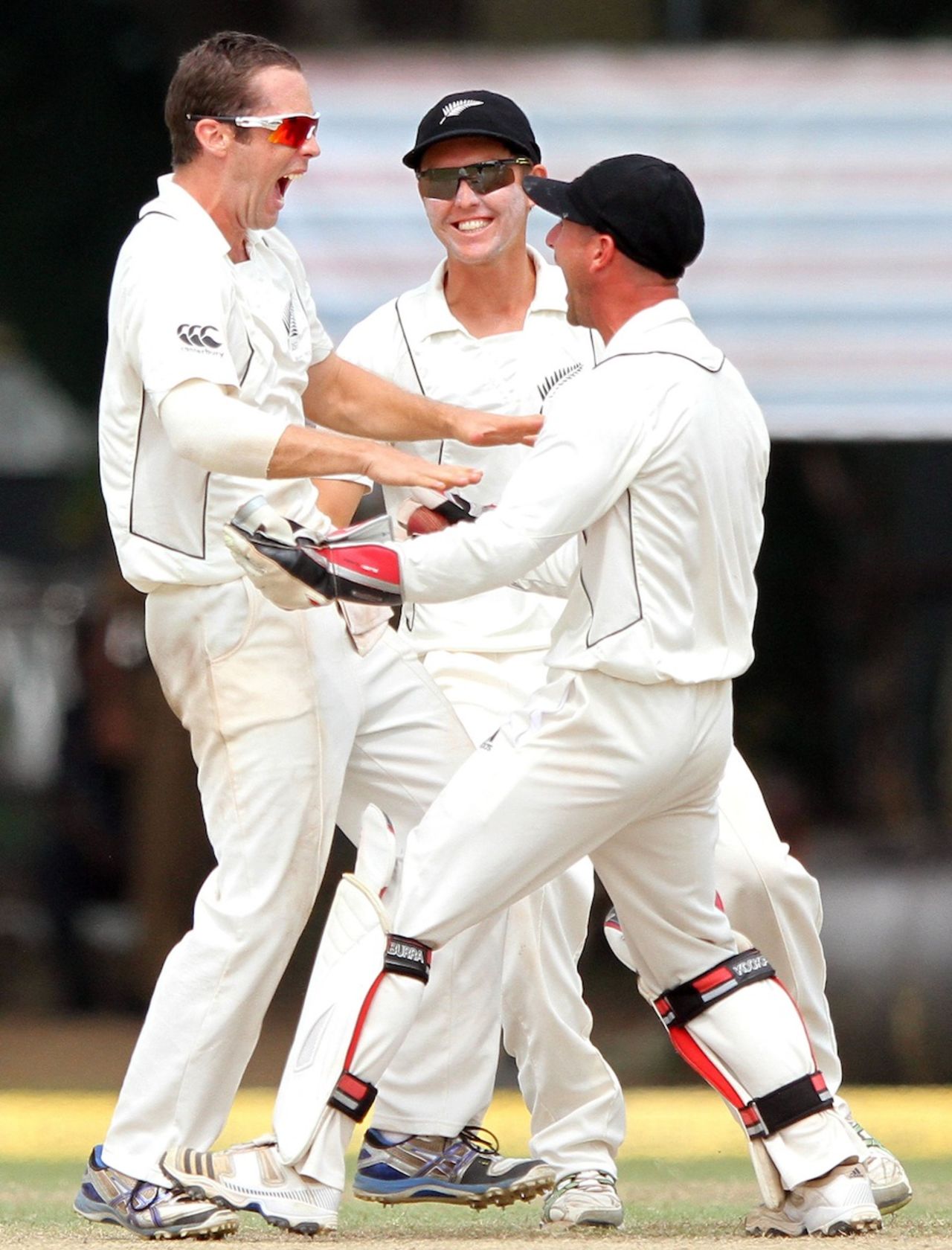 Todd Astle erupts after taking his first Test wicket, Sri Lanka v New Zealand, 2nd Test, Colombo, 5th day, November 29, 2012