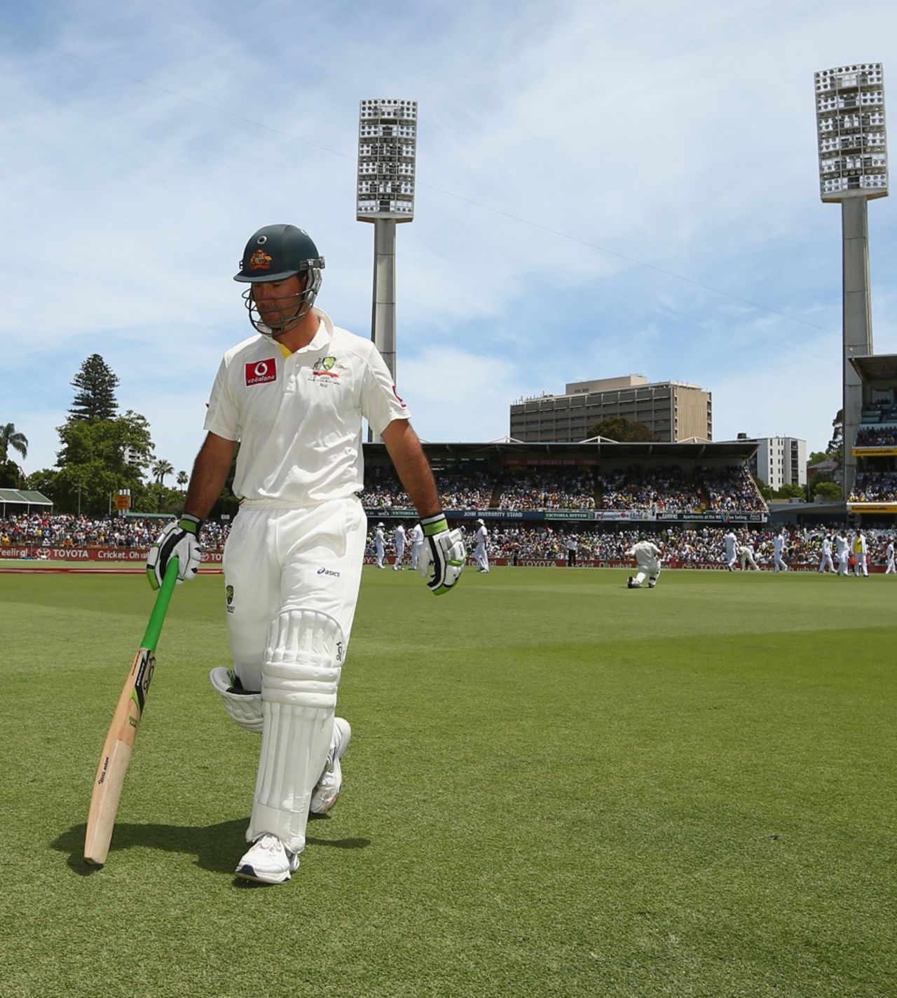Ricky Ponting leaves the middle after his dismissal, Australia v South Africa, third Test, day two, Perth, December 1, 2012