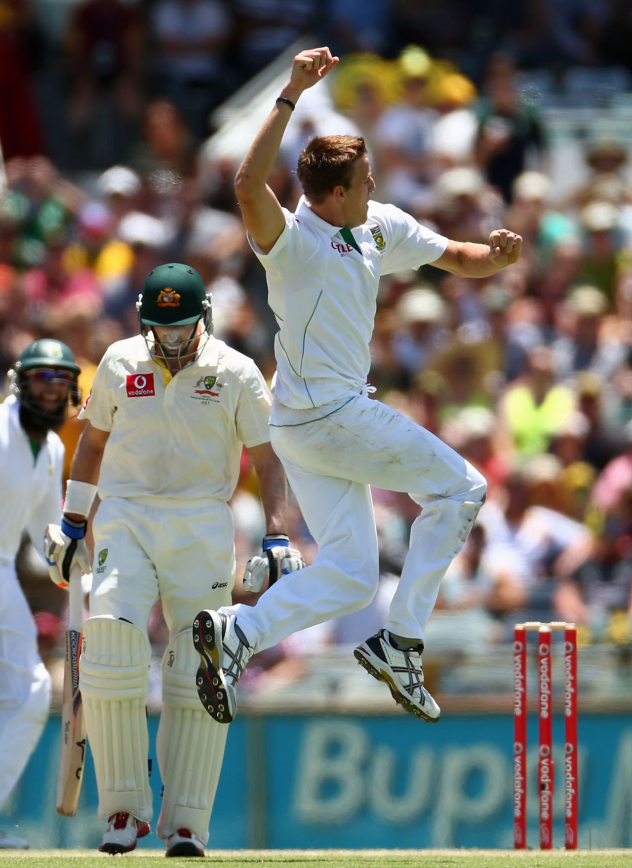 Morne Morkel is pumped up after dismissing Michael Hussey, Australia v South Africa, 3rd Test, 2nd day, Perth, December 1, 2012