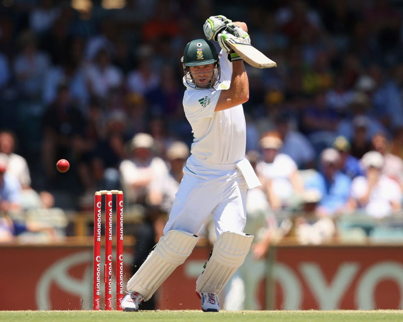 AB de Villiers drives through the off side, Australia v South Africa, third Test, day three, Perth, December 2, 2012