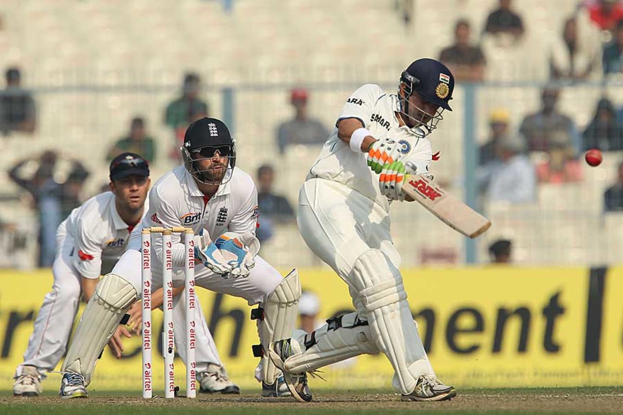 Gautam Gambhir goes over the top before lunch, India v England, 3rd Test, Kolkata, 1st day, December 5, 2012