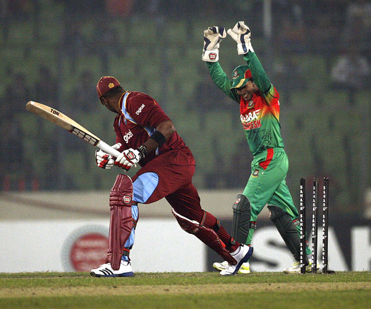 Kieron Pollard is bowled, Bangladesh v West Indies, 3rd ODI, Mirpur, December 5, 2012