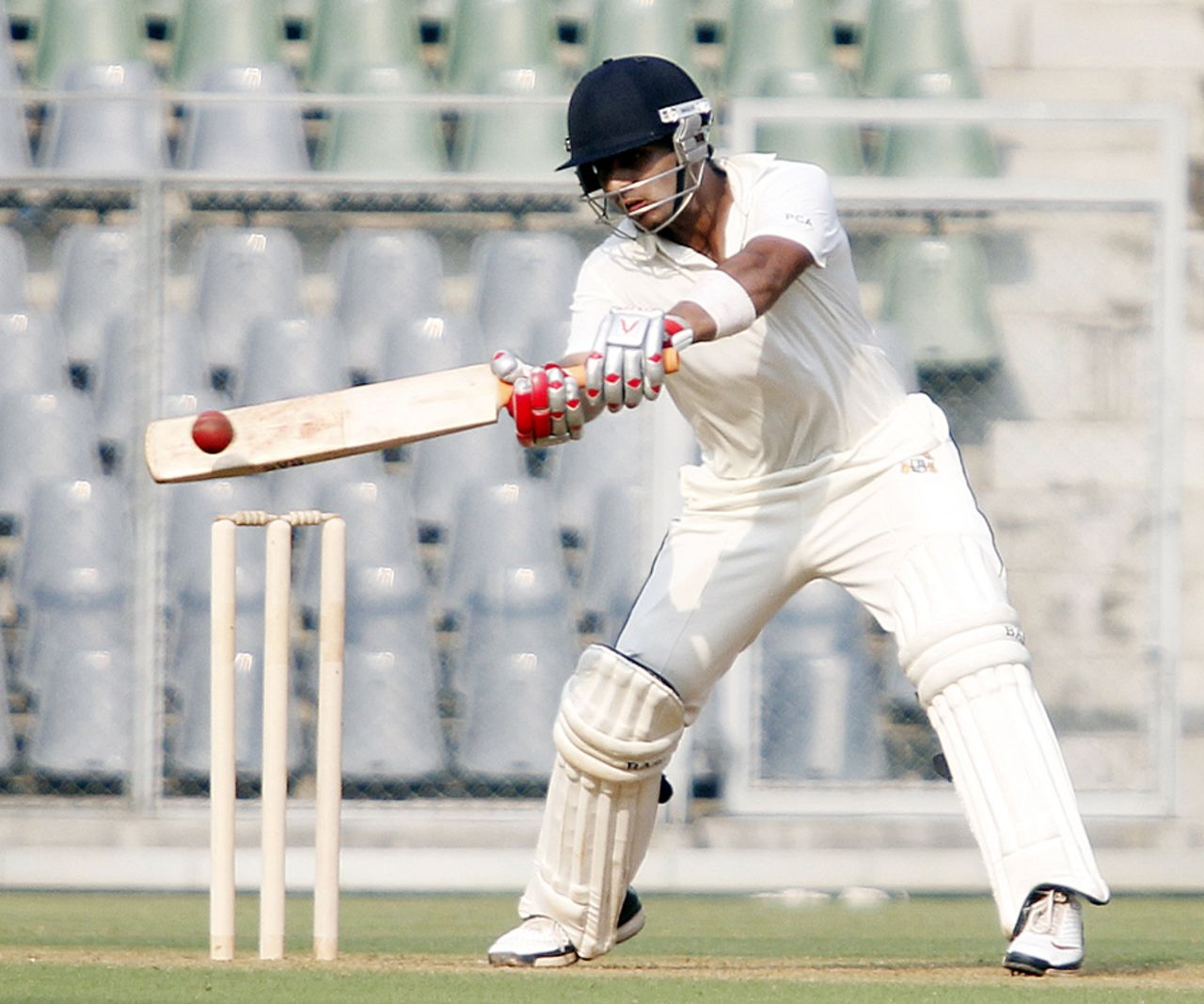 Mandeep Singh plays a cut shot, Mumbai v Punjab, Ranji Trophy, Group A, Mumbai, 1st day, December 8, 2012
