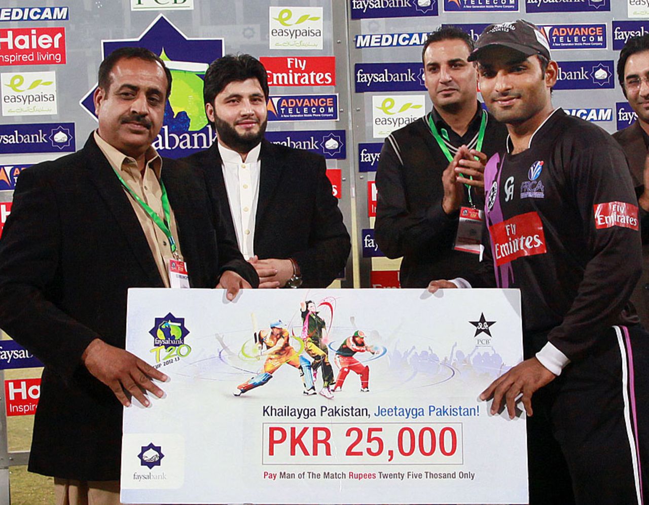 Asif Ali was the man of the match for his knock of 66, Multan Tigers v Faisalabad Wolves, semi-final, Faysal Bank T-20 Cup, December 8, 2012